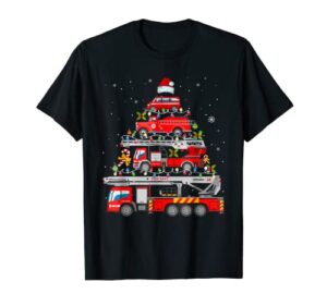 firefighter christmas tree fire truck fireman xmas gifts men t-shirt