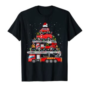 Firefighter Christmas Tree Fire Truck Fireman Xmas Gifts Men T-Shirt