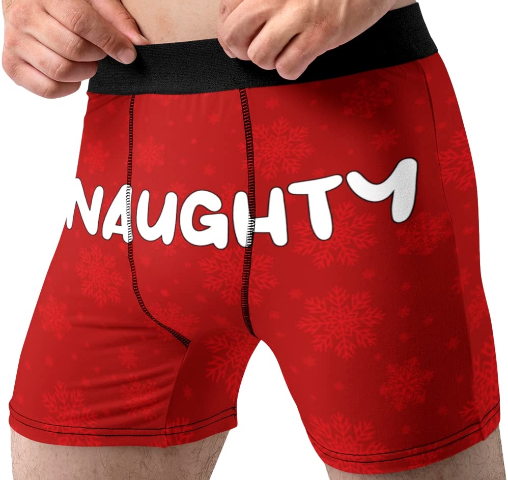 Mens Naughty Nice Funny Boxer Briefs Underwear Christmas Xmas Novelty Gift - Medium