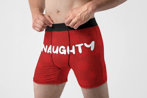 Mens Naughty Nice Funny Boxer Briefs Underwear Christmas Xmas Novelty Gift - Medium