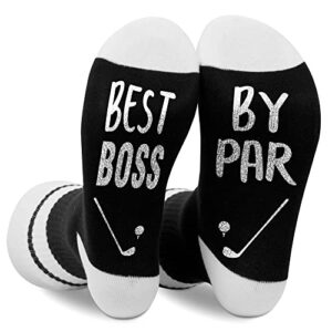 GOTAHAU 1 Pair of Golf Socks, Best Boss By Par, Novelty Christmas Birthday Gifts For Boss -066