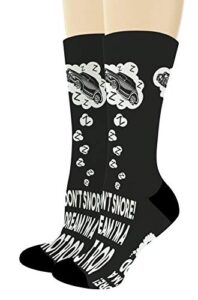thiswear hot rod lover gifts i don’t snore i dream i’m a hot rod novelty gifts 1-pair novelty crew socks