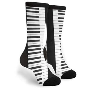 piano music key black fun colorful novelty graphic crew tube socks for men women