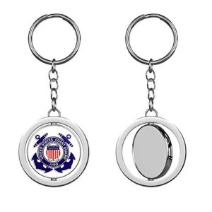 PRS Vinyl Vintage Coast Guard Anchors Emblem - Military Logo 1790 Semper Keychain Spinning Round Chrome Metal Key Chain