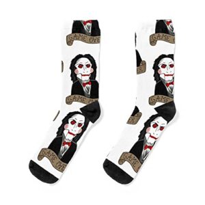 billy the puppet from saw and jigsaw unisex crew socks gifts for men women,multicolor,10-13
