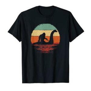 Vintage Funny Bigfoot Riding The Loch Ness Monster T-Shirt