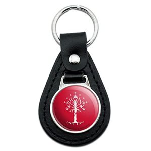 the lord of the rings tree of gondor black leather keychain