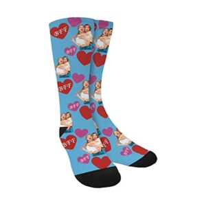 d-story custom best friend photo crew socks personalized bff socks with faces for men women