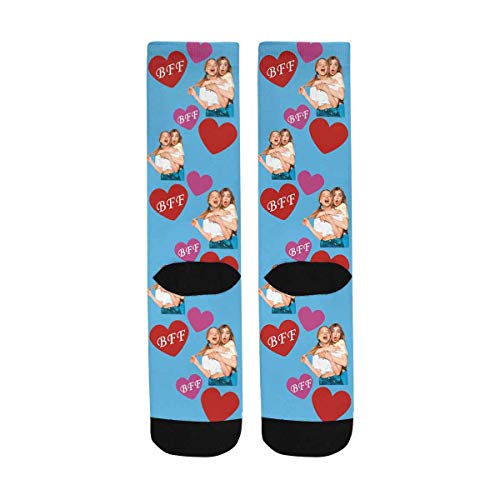 D-Story Custom Best Friend Photo Crew Socks Personalized BFF Socks with Faces for Men Women