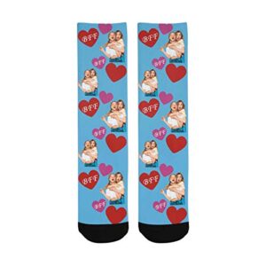 D-Story Custom Best Friend Photo Crew Socks Personalized BFF Socks with Faces for Men Women