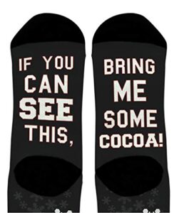 fun christmas socks bring me some cocoa christmas gift for holiday outfits 1-pair novelty crew socks