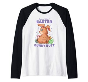 easter guess what bunny butt easter stocking stuffer raglan baseball tee