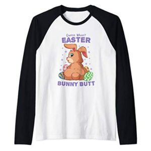 Easter Guess What Bunny Butt Easter Stocking Stuffer Raglan Baseball Tee