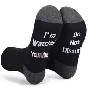 Yurlyson Do Not Disturb I'm watching YOUTube Socks Funny Novelty Socks for Kid Teen Boys Gamer Socks for Men Dad Father