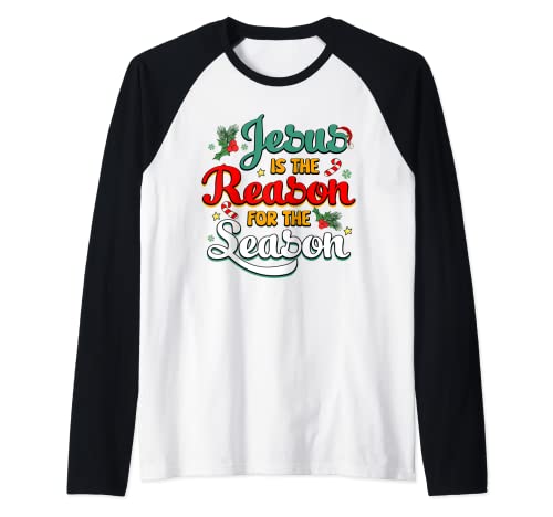 Christian Jesus The Reason Christmas Stocking Stuffer Raglan Baseball Tee