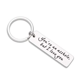 best christmas funny couples keychain gifts for man boyfriend girlfriend husband wife fiance bridegroom you’re an assh*le but i love you birthday anniversary wedding valentines day