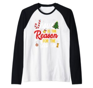 christian jesus the reason christmas stocking stuffer gifts raglan baseball tee