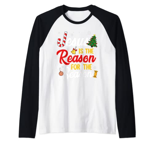 Christian Jesus The Reason Christmas Stocking Stuffer Gifts Raglan Baseball Tee