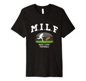 m.i.l.f. man i love football sunday is funday quarterback premium t-shirt