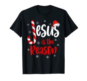 christian jesus is the reason candy cane religious christmas t-shirt