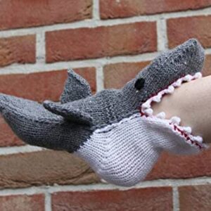 HHAMZONE 1 Pair Knit Crocodile Socks for Women and Men, Christmas Novelty 3D Creative Cartoon Animal Socks (Shark)