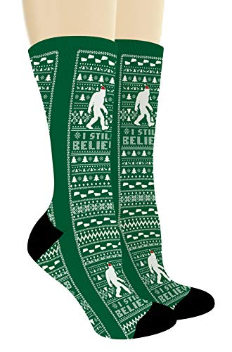 Holiday Socks I Still Believe Bigfoot Socks Sasquatch Christmas Clothes 1-Pair Novelty Crew Socks