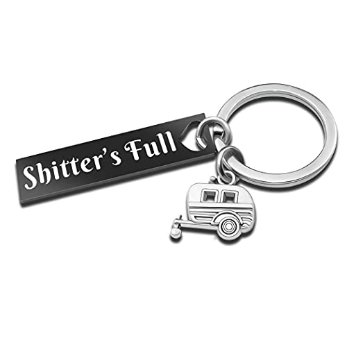 isiyu Shtter's Full Funny Keychain Gift Happy Camper RV Camping gifts Accessories (Black)