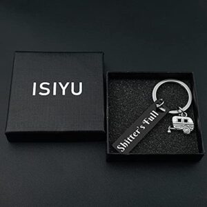 isiyu Shtter's Full Funny Keychain Gift Happy Camper RV Camping gifts Accessories (Black)