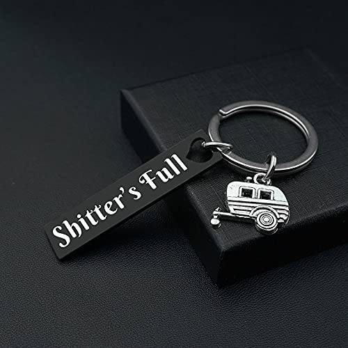 isiyu Shtter's Full Funny Keychain Gift Happy Camper RV Camping gifts Accessories (Black)