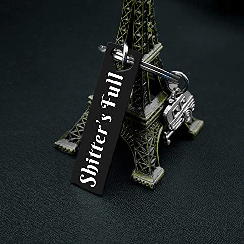 isiyu Shtter's Full Funny Keychain Gift Happy Camper RV Camping gifts Accessories (Black)