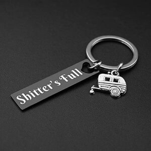 isiyu Shtter's Full Funny Keychain Gift Happy Camper RV Camping gifts Accessories (Black)