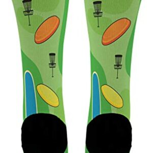 Sports Gift Set Disc Golf Course Socks Lucky Socks Disc Golf Themed Gifts 2-Pair Novelty Crew Socks