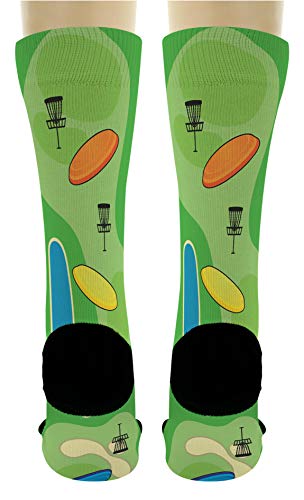 Sports Gift Set Disc Golf Course Socks Lucky Socks Disc Golf Themed Gifts 2-Pair Novelty Crew Socks