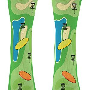 Sports Gift Set Disc Golf Course Socks Lucky Socks Disc Golf Themed Gifts 2-Pair Novelty Crew Socks