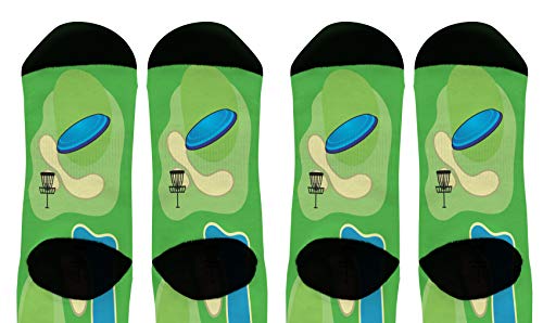 Sports Gift Set Disc Golf Course Socks Lucky Socks Disc Golf Themed Gifts 2-Pair Novelty Crew Socks