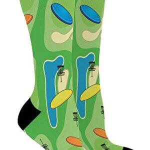 Sports Gift Set Disc Golf Course Socks Lucky Socks Disc Golf Themed Gifts 2-Pair Novelty Crew Socks