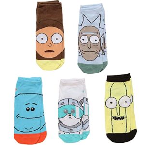 rick and morty character faces 5 pack no-show mens ankle socks