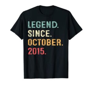 7 years old gifts legend since october 2015 7th birthday boy t-shirt