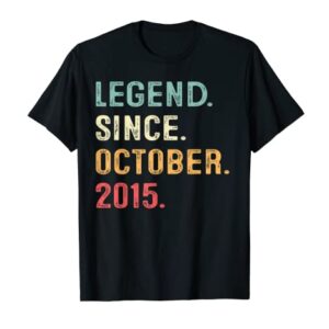 7 Years Old Gifts Legend Since October 2015 7th Birthday Boy T-Shirt