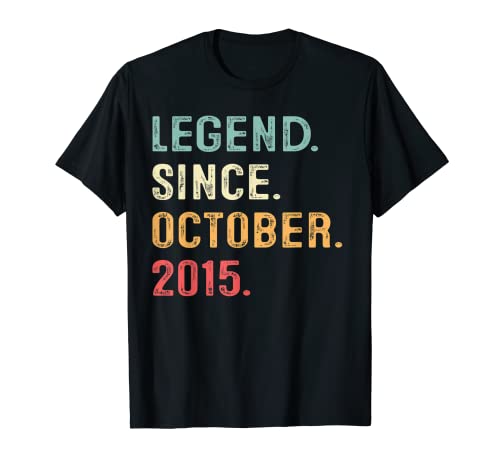 7 Years Old Gifts Legend Since October 2015 7th Birthday Boy T-Shirt