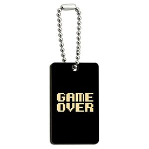 game over gamer pixel font geek wood wooden rectangle keychain key ring
