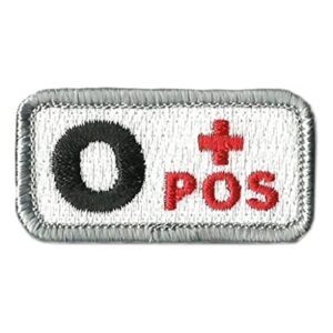 tactical blood type patches -“type o positive” – 2″x1″ (red & white)