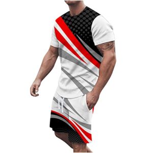 men’s christmas 2 piece shorts set 3d printed short sleeve t-shirts pants sweatsuits outfits jogger sport suit (y-white,x-large