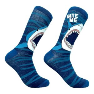 crazy dog t-shirts men’s bite me socks funny deep sea shark attack footwear