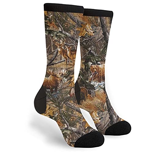 Deer Bear Moose Turkeys Dress Socks Novel Funny Crew socks Contrast Socks