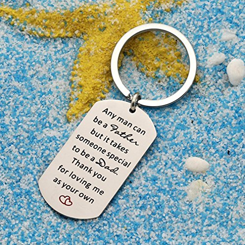 Dolland Men's Keychain Personalized Dog Tag Pendant Key Chain Keyring Gift for Dad Grandpa Father's Day Gift Inspirational Key Ring To My Dad