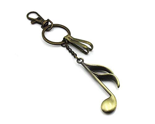 NEWOTE Vintage Bronze Music Note Keychains Men's Women Clef Treble Key Rings for Key BFF Relationship Gift, Set of 3