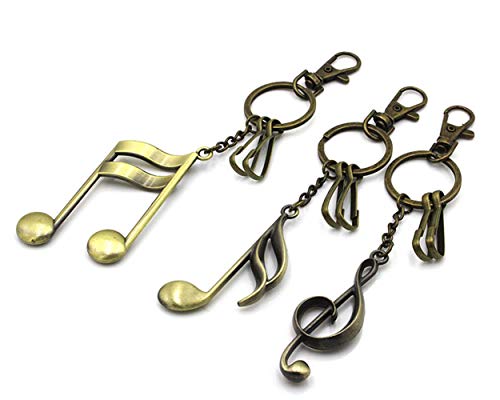 NEWOTE Vintage Bronze Music Note Keychains Men's Women Clef Treble Key Rings for Key BFF Relationship Gift, Set of 3