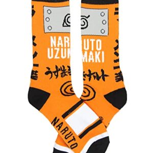 Bioworld Naruto Shippuden Naruto Uzumaki Hidden Leaf Village Logo Athletic Crew Socks