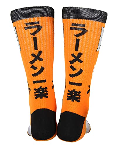 Bioworld Naruto Shippuden Naruto Uzumaki Hidden Leaf Village Logo Athletic Crew Socks